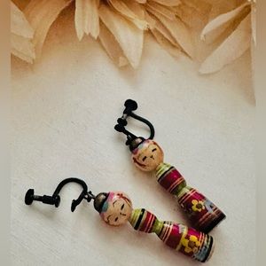 Painted wood earrings